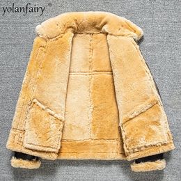 Vestes pour hommes 2023 Veste en cuir de fourrure véritable de haute qualité B3 épais hiver bombardier lourd pour hommes rétro manteaux de laine en peau de mouton 231108