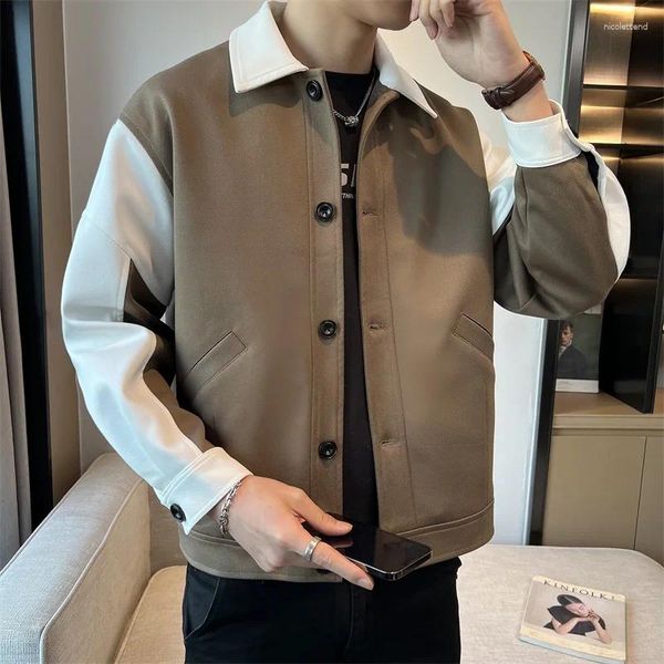 Chaquetas para hombres 2023 Chaqueta de marca de moda de Corea del Sur Hombres Abrigo corto suelto Primavera y otoño Empalme Top S-3XL Ropa casual