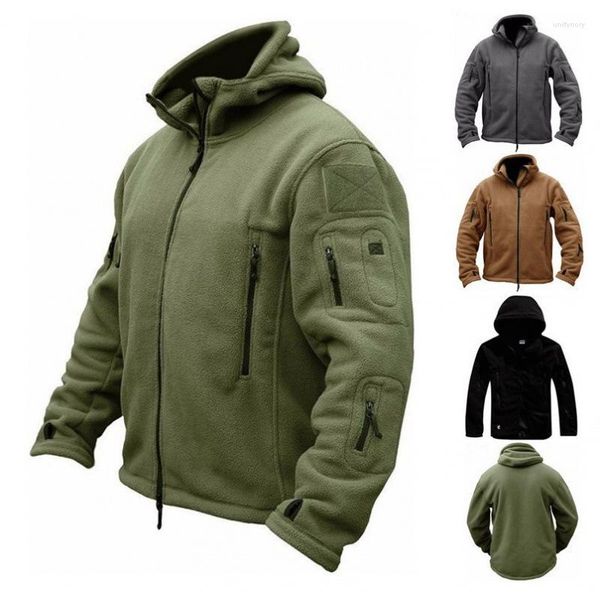 Chaquetas para hombres 2023 Primavera y otoño Casual Sólido Calor al aire libre Manga interior Cepillado Fleece Abrigo de carga a prueba de frío Chaqueta con capucha de viento