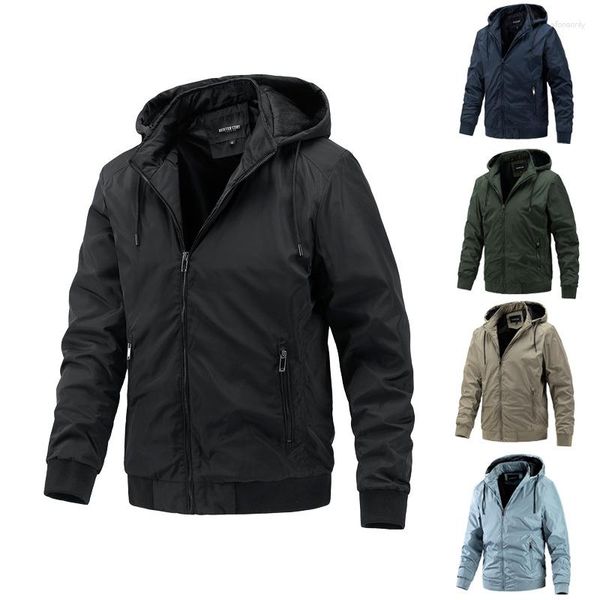 Chaquetas para hombre 2023 primavera y otoño chaqueta con capucha desmontable Casual Sport Light Coat Khaki Business Trend Wear