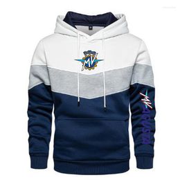 Chaquetas para hombre 2023 primavera y otoño para hombre MV Agusta Logo Patchwork Color Pullover manga larga Sudadera con capucha moda algodón sudadera 5 colores