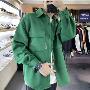 Herenjacks 2023 Leer- en herfstpolo Double Pocket Double Pocket Casual shirt met lange mouwen Licht Rijzige losse mode Twill Coat Top