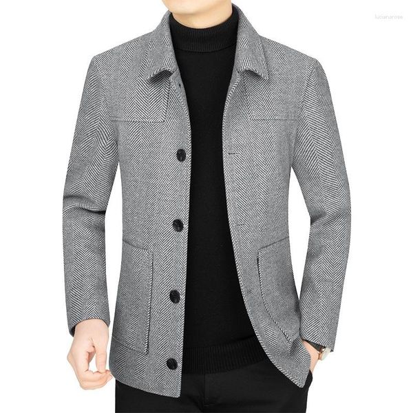 Vestes pour hommes 2023 printemps et automne d'âge moyen revers laine veste haut papa haut de gamme affaires décontracté manteau hommes manteaux Designer luxe