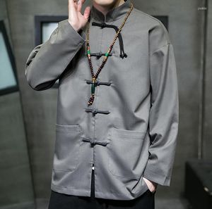 Chaquetas de hombre 2023 primavera y verano estilo chino hombres Retro plato hebilla Tang Suit Hanfu chaqueta Graffiti abrigo