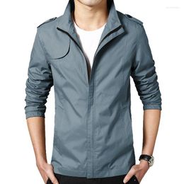 Chaquetas para hombres 2023 Primavera Otoño Casual Sólido Moda Bomber Chaqueta Hombres Abrigo Slim Fit Stand Collar Over Size Windbreaker Abrigos