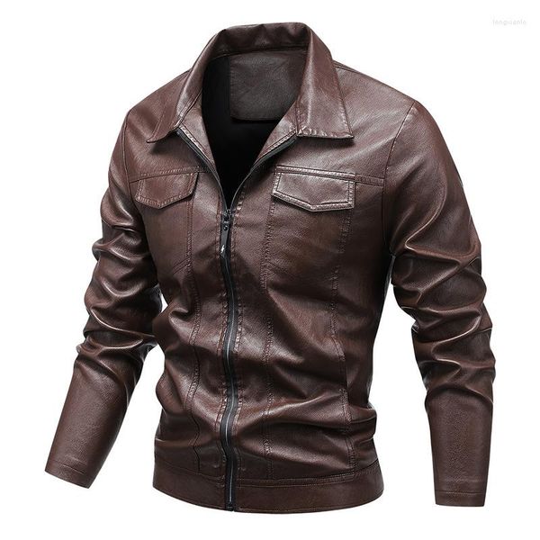 Chaquetas para hombres 2023 Primavera Otoño Moda Deportes Abrigo de cuero corto Coreano Motocicleta Tendencia Polo Collar Chaqueta casual