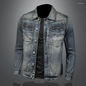 Herenjacks 2023 Lente herfst Vintage gewassen zipper met ritssluiting Jean Jacket Mens Clothing
