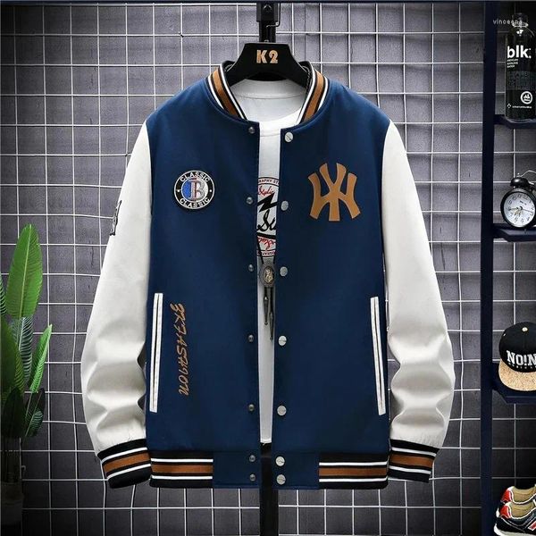 Vestes pour hommes 2023 printemps vêtements de baseball étudiants gros adolescents manches courtes veste imprimée marque vêtements style preppy quotidien