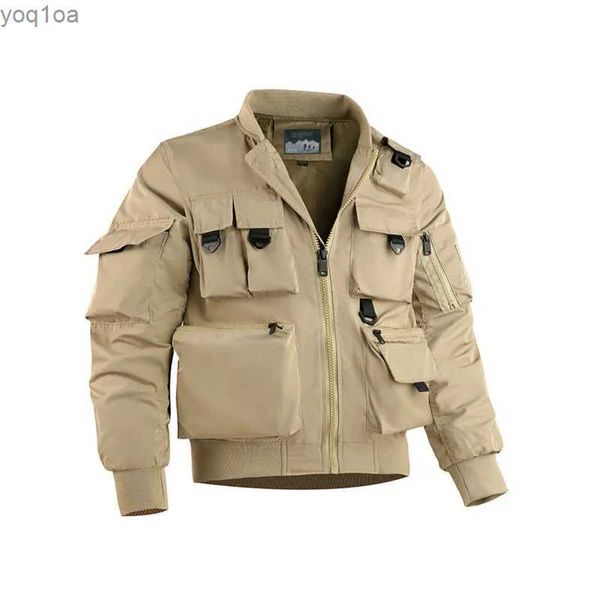 Vestes masculines 2023 Printemps / été masculine Nouvelle veste de route militaire multi-fonctionnale avec plusieurs poches simples Couleur continue Casuall2404