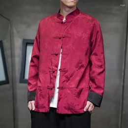 Vestes pour hommes 2023 Collier debout Zhongshan Veste rétro Style chinois Boucle de disque Tang Costume Jeunesse Grande taille Casual Hanfu