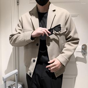 Heren Jassen 2023 Pak Kraag Casual Zakelijk Mode Trend Jassen Slim Fit Zwart/Kaki Kleur Hoge Kwaliteit Bovenkleding