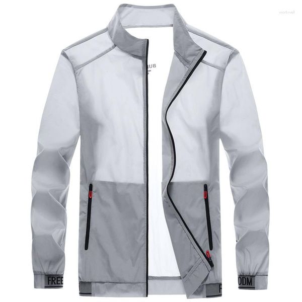 Vestes pour hommes 2023 Été Ultra-léger Veste à capuche Mince Coupe-vent Mode Brillant Crème solaire Casual Manteau à glissière Packable Bomber