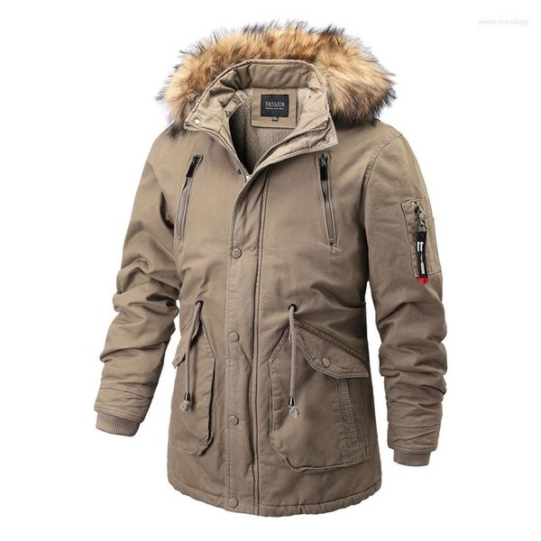 Chaquetas para hombre 2023, Parkas gruesas de invierno para hombre, abrigo con cuello de piel con capucha, chaqueta cálida informal para hombre, sombrero desmontable, ropa de abrigo de lana para hombre