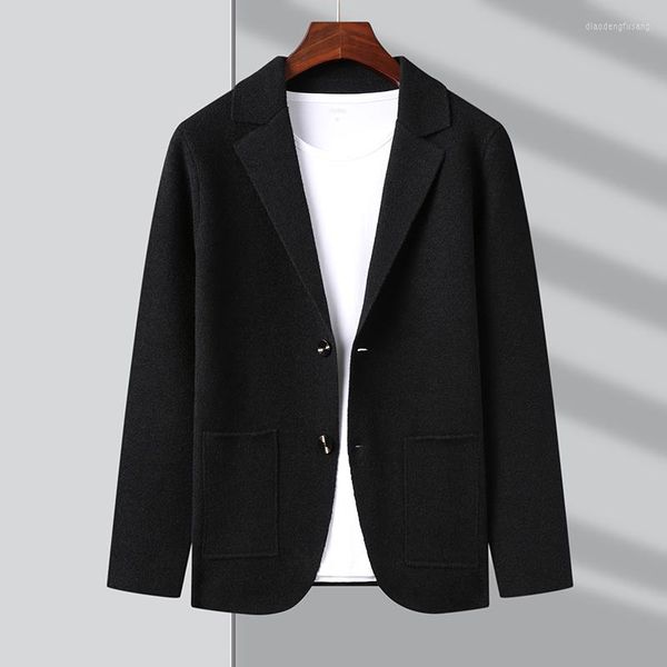 Vestes pour hommes 2023 haut de gamme automne hiver marque mode Slim Fit tricot Blazer hommes Cardigan pull décontracté manteaux veste vêtements