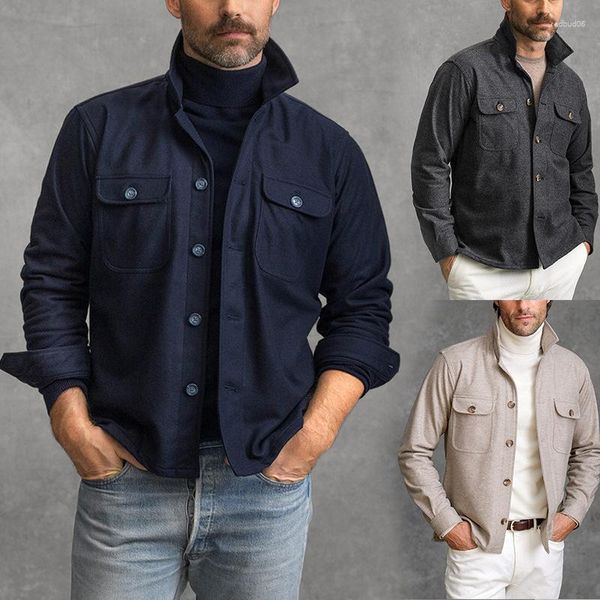 Vestes masculines 2023 Mabinement oncle Veste de mode personnalisée chemise en gros printemps et manteaux d'extérieur à poitrine simples d'automne