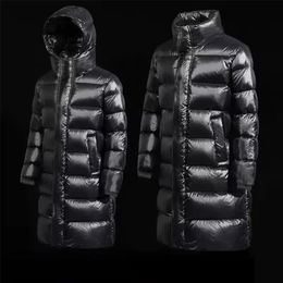 Herenjassen 2023 Winter Heldere CottonPadded Jas Lange Jas Dikke Parka Mode Zwarte Mannen Warme Bovenkleding 3XL 231012