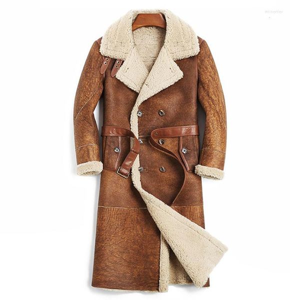 Vestes pour hommes 2023 Hiver Mode Homme Casual Mouton Fourrure de mouton Surface Shearling Laine Doublure Courte Design Biker Veste Manteau