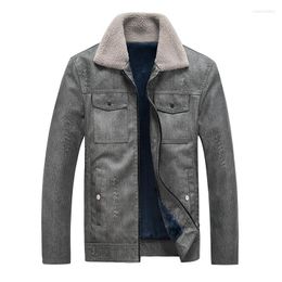 Herenjacks 2023 Winter Pu Leather Men's Jacket Faux Burt Turn Down Collar voor man Fleece Warm Outdarse Male overjas My575