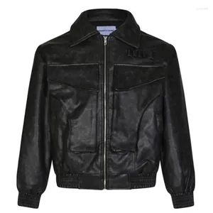Vestes d'homme 2023 hiver PU veste de moto en cuir manteaux hommes casual turn-down manteau noir tendance masculine