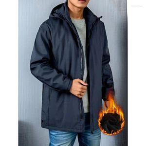 Vestes pour hommes 2023 Hiver Chaud Mode Veste Polaire Doublée Épaissir Coupe-Vent À Capuchon Manteau Moyen Long Thermique Pardessus Plus Taille8XL