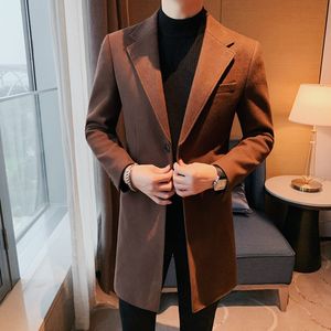 Vestes pour hommes 2023 Manteau de laine Mode coréenne sur le genou mi-longueur hiver épaississement lâche simple boutonnage chaud long 3XL 230814