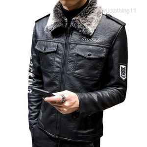 Vestes pour hommes 2023Veste en cuir de haute qualité pour hommes Original véritable décontracté Punk col de fourrure moto mâle hiver chaud pilote veste manteau
