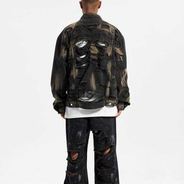 Giacche da uomo 2023ss High Street Vintage lavato patchwork giacca di jeans giacca a vento streetwear cappotto uomo e donna abbigliamento x0913 x0913