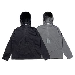 Vestes pour hommes 2024 Automne Veste à capuche Semi-Zip Pull Top Topstoney Luxe Haut de gamme Tendance Hommes Femmes Couple Semi-Zipper Pull Jacket ST0NE-23826