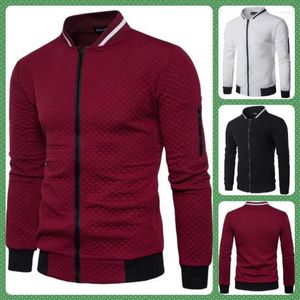 Vestes pour hommes 2024 automne hiver pull à carreaux sport décontracté fermeture éclair mode cardigan veste manteau solide blanc noir gris