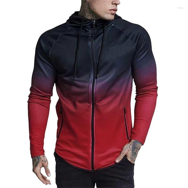 Chaquetas para hombres 2024 Hombres Otoño Primavera Chaqueta Degradado Diseño de impresión Hombre Moda Sudaderas con capucha Casual Abrigos con capucha Tamaño grande S-5XL