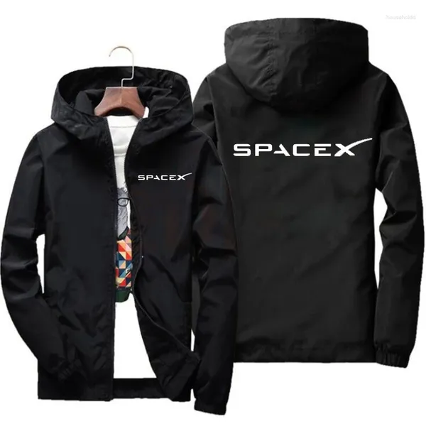 Chaquetas para hombres 2024 Mens SpaceX Space X Logo Sudaderas con capucha Impresión Casual Primavera y otoño Trajes de carreras protectores Deporte Cremallera Chaqueta Abrigos