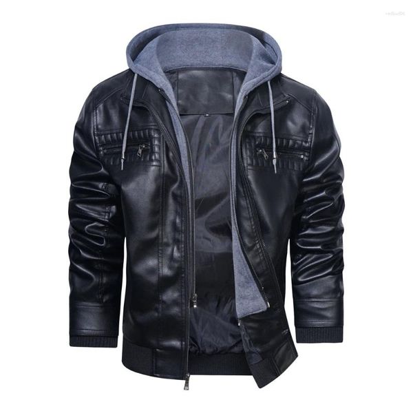 Chaquetas para hombres 2024 Chaqueta de cuero de motocicleta Casual PU Biker Abrigos de alta calidad Moda Abrigo cálido