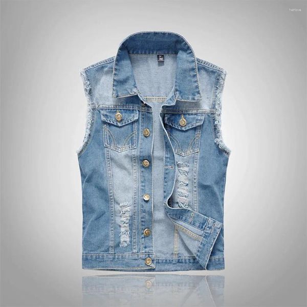 Vestes pour hommes 2024 Ripped Jean Veste Denim Gilet Hip Hop Manteaux Gilet Hommes Cowboy Marque Sans Manches Mâle Réservoir Plus Taille 6XL