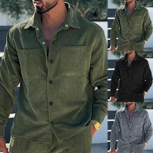 Herenjacks 2024 Leer- en herfstmode lange mouwen shirt casual flip kraag corduroy jas slanke fit jasje voor mannen