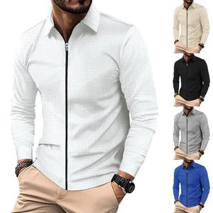 Herenjassen 2024 Lente En Herfst Rits Vest Jas Casual Comfortabele Top Lange Mouw Polo Kraag Wafeljasje