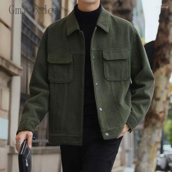 Vestes pour hommes 2024 printemps automne revers veste coréenne mode tendance vêtements de travail décontracté lâche velours mâle de haute qualité haut frais