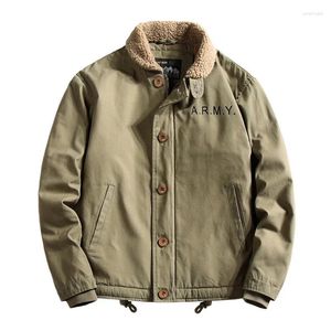 Herenjacks 2024 Vintage kasjmier dikke mannen Fleece gevoerde mode leger militaire groene jas losse multi -zakken kleding