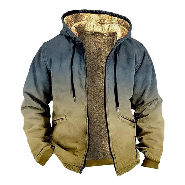Chaquetas para hombres 2024 chaqueta de invierno gradiente casual vintage cripe abrigo sudadera con capucha macho