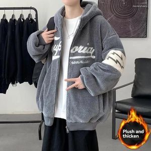 Herenjacks 2024 Winter Lamb Fleece jas jas Casual losse comfortabel dikke dikke warme hoogwaardige plus-size wol voor mannen