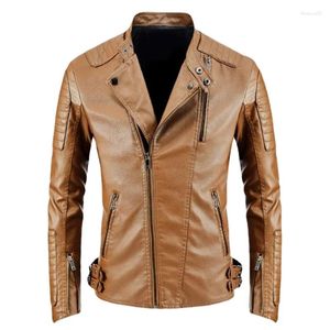 Vestes pour hommes 2024 Hiver Cuir Veste à revers Hommes Fourrure Doublée Chaud Moto Slim Street Fashion Biker Manteau Zipper Plissé Design S-3XL