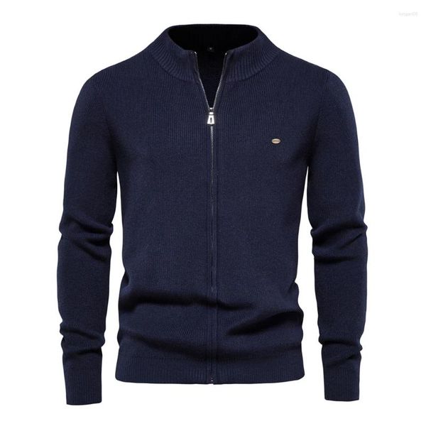 Chaquetas para hombres 2024 Y2K Otoño Invierno Mens Cardigan Street Casual Alta Calidad Elegante Suéter Moda Color Sólido Cremallera Hombres Punto Top