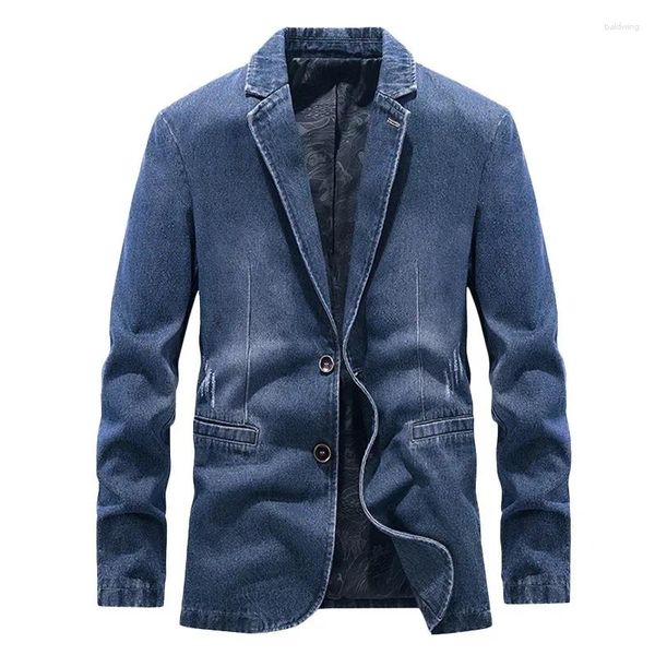 Chaquetas para hombres 2024 Traje juvenil de mediana edad Primavera y otoño Abrigo de mezclilla Personalidad informal de negocios Top versátil