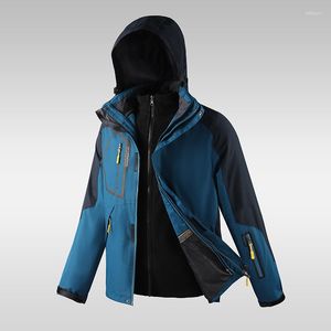 Vestes pour hommes 3 en 1 Veste de randonnée en plein air Coupe-vent Manteau d'hiver Polaire imperméable Snowboard Ski détachable Femmes