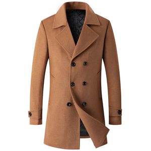 Vestes pour hommes 30% manteau de laine manteau pour hommes adolescent noir veste à revers à double boutonnage à manches longues automne / hiver vêtements décontractés hauts épais chaud 231211