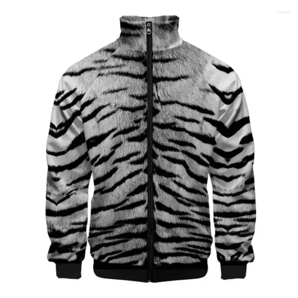Vestes pour hommes 3D imprimé motif de tigre hommes à manches longues veste de mode décontractée haut respirant streetwear lâche confortable manteaux à fermeture éclair