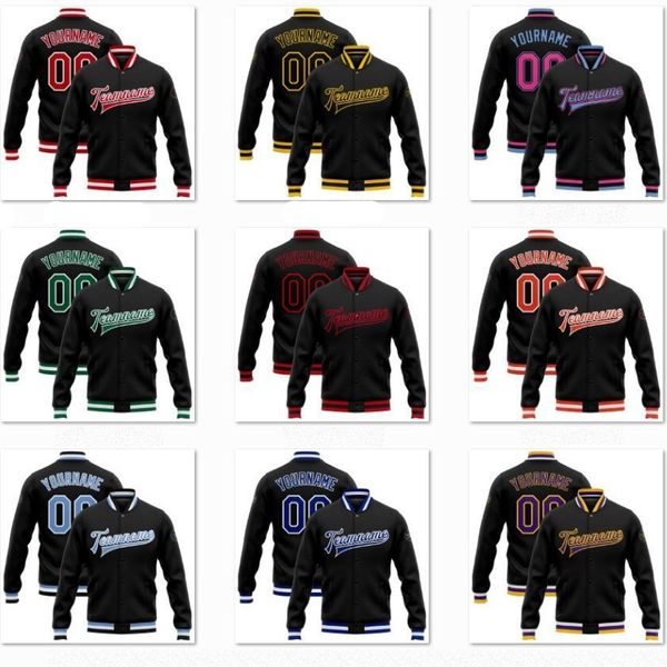 Jackets para hombres impresión 3D nombre personalizado chaqueta negra Font colorida chaqueta completa snap- equipo unisex regalo de invierno 1 230811