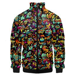 Heren Jackets 3D Psychedelic Graffiti DJ Gedrukte hoodies Lange mouw Drawing Jacket jas sudaderas HOMBRE plus size sweatshirt 221129