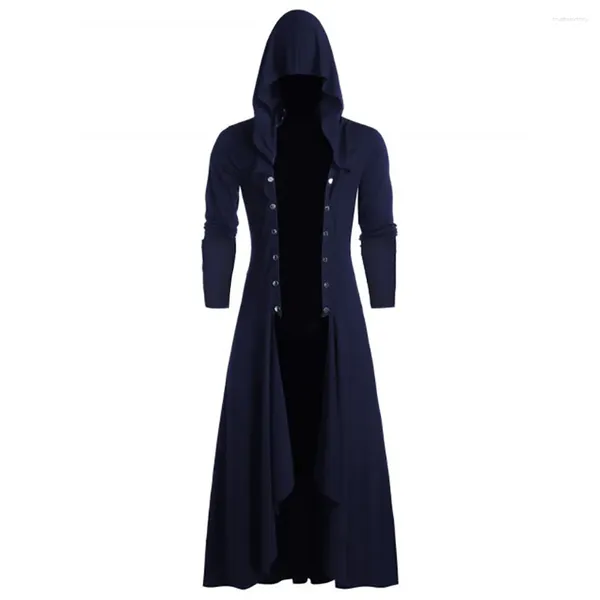 Vestes pour hommes 3XL Veste Pull Plain Cape Manteau gothique Cardigan pour hommes Fashiona Retro Steam Punk Wind Cap Standard Mountain