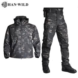 Vestes pour hommes 5XL Tactique Vêtements Pantalons Hommes Veste Polaire Armée Coupe-Vent Camo Costume De Chasse Coupe-Vent Militaire Randonnée Soft Shell 221122