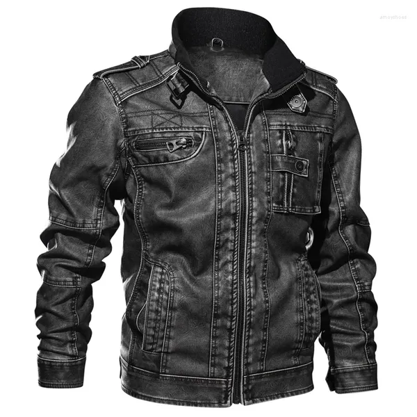 Chaquetas para hombres 6XL 7XL Otoño Invierno Piloto Chaqueta de cuero Hombres Casual Slim Fit Cortavientos Motocicleta Táctica Masculina Abrigos de imitación